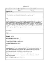 Soap Nsg M Luis Soap Note Name Bart Kozanski Date Age Time Sex M