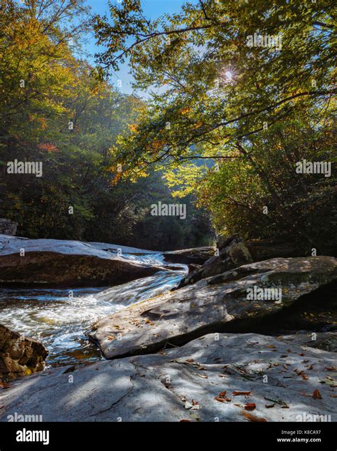 Boone Fork Creek Waterfall Cascade Blowing Rock Nc Early Morning