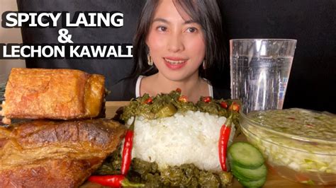 Spicy Laing Lechon Kawali Mukbang Philippine Buhayjp Youtube