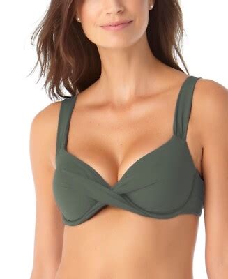 Anne Cole Women S Twist Front Underwire Bikini Top Swimsuit Green Size 36D 34DD EBay