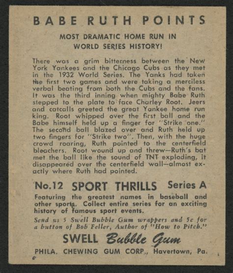 1948 Swell Sport Thrills 12 Most Dramatic Homer Babe Ruth Points