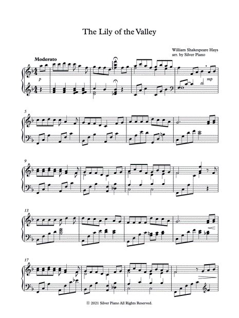 Silver Piano "The Lily of the Valley" Sheet Music (Piano Solo) in F ...