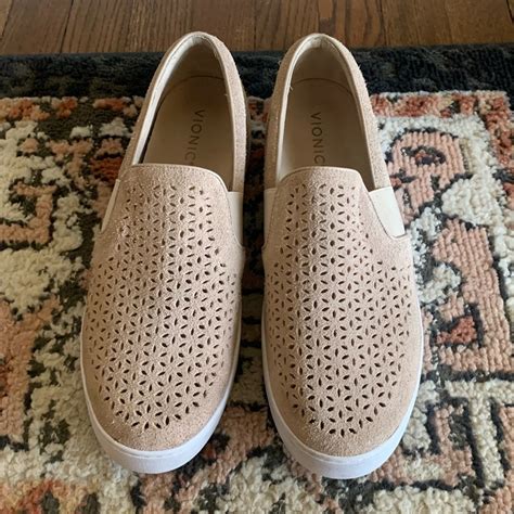 Vionic Kani Nude Suede Comfort Slip On Flat Shoe Gem