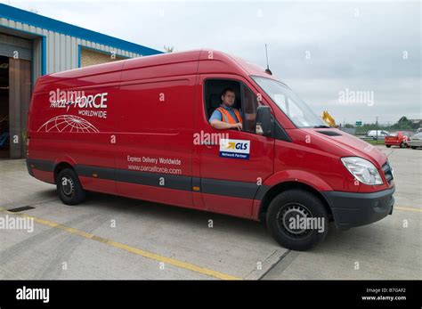 parcel force mercedes sprinter delivery van stock photo alamy