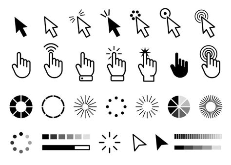 Set Of Different Mouse Cursors Royalty Free Vector Image