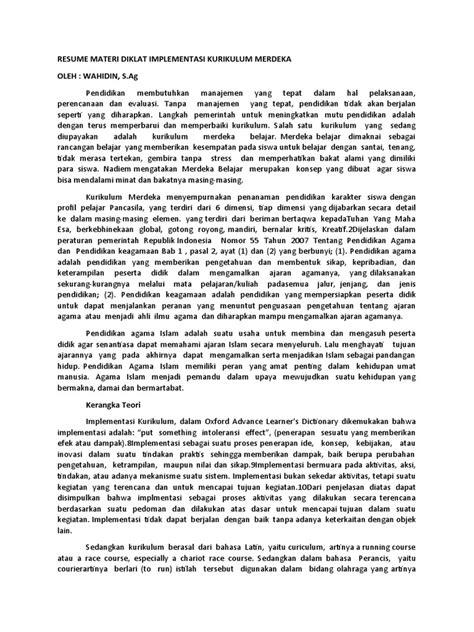 Resume Diklat Kurikulum Merdeka Pdf