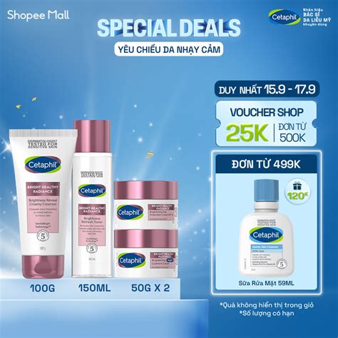 Trọn bộ 4 sản phẩm dưỡng sáng da cho da nhạy cảm Cetaphil Bright ...