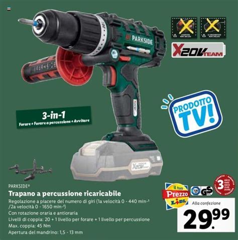 Parkside Trapano a percussione ricaricabile offerta di Lidl