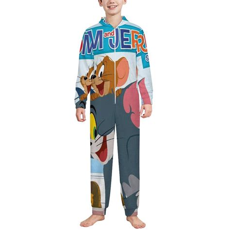 Tom And Jerry Kids Hooded Jumpsuit Union Suit Onesie One Piece Blanket