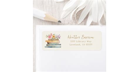 book theme return address label zazzle