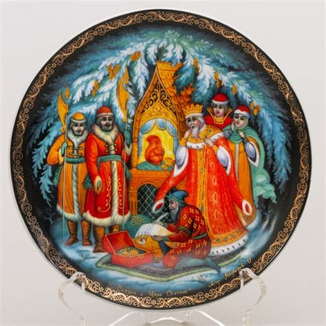 Тарелка-панно декоративная "Палех. Сказка о царе Салтане"