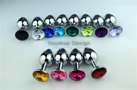 Unisex Butt Toys Plug Anal Silver Insert Stainless Steel Metal Plated Jeweled Sexy Stopper Anal