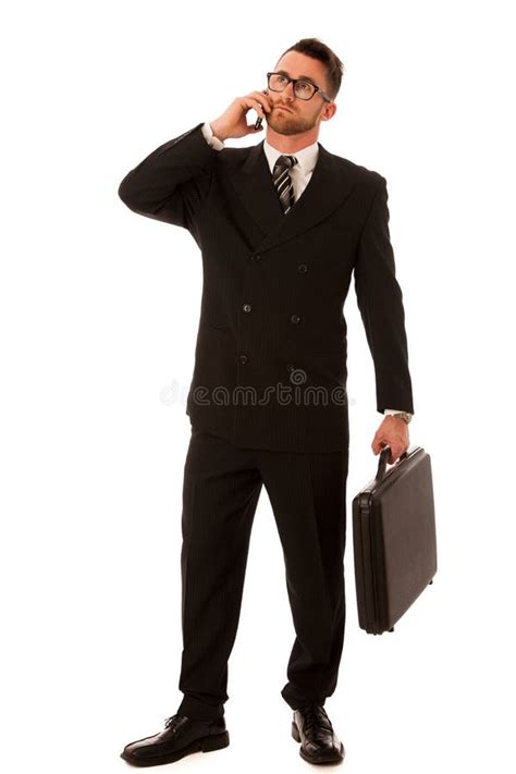 Successful Businessman In Formal Suit And Briefcase Suitcase Co Stock