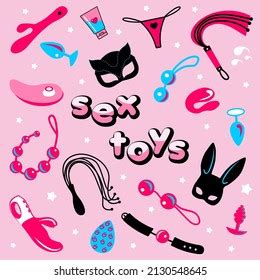 Collection Stickers Sex Toys Vector Illustration Stock Vector Royalty Free