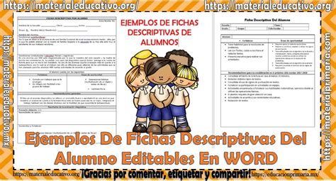 Ejemplos De Fichas Descriptivas Del Alumno Editables En Word Material Educativo