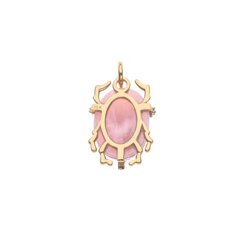 Protect Pink Jade Scarab Pendant In Solid Gold Jane Win Jewelry