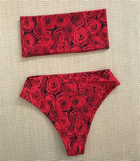 Rose Floral High Waisted Swimsuit Bikini Email To Order Nanibikini Gmail Bikinis