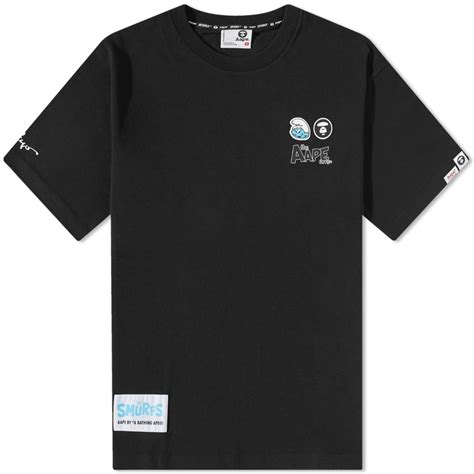 Aape X Smurfs Outline Smurf T Shirt Black End