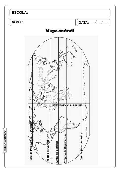 Mapa Mundi Para Imprimir E Colorir Escola Educação