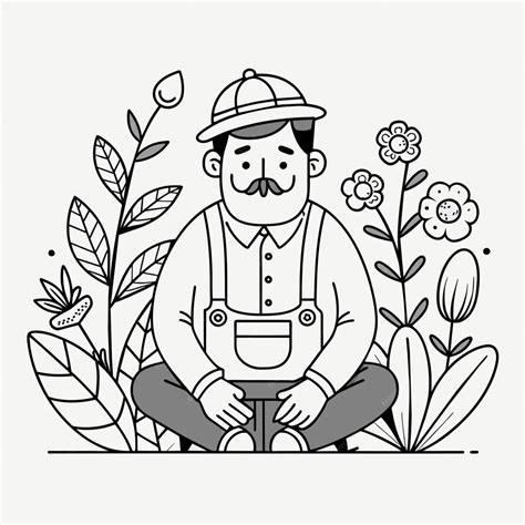 A Man Sitting In A Garden With A Hat On And A Hat On Premium Ai