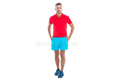 Athletic Mature Sport Man Standing Sport Man Standing Wearing Gym Sportswear Stock Image