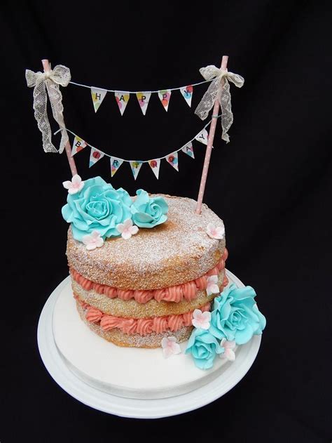 My First Naked Cake With Handmade Bunting Decorated CakesDecor
