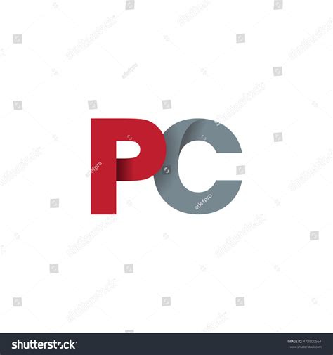 Initial Letters Pc Overlapping Fold Logo Red Royalty Free Stock