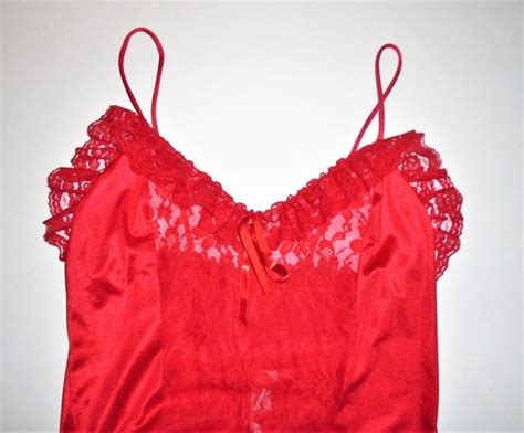 Vintage Teddy Lingerie S Sears Red Bodysuit M Gem