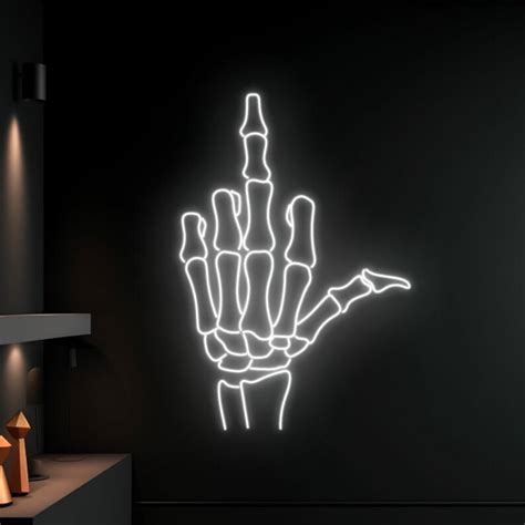 Skeleton Hand Middle Finger Neon Sign Skeleton Fuck Finger Etsy