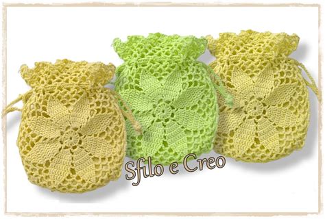 Sacchettini A Uncinetto Con Fiore Sfilo E Creo Tutorial E Schemi