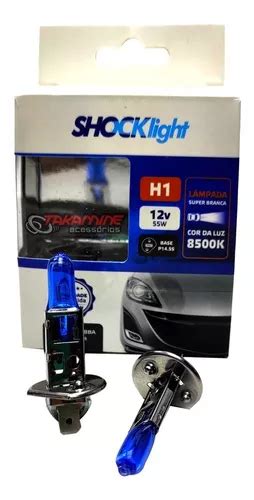 Par Lampada H1 Super Branca Shocklight 8500k 12v 55w Kit Parcelamento