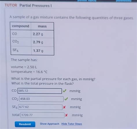 Solved A Sample Of A Gas Mixture Contains The Following