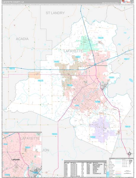 Lafayette County, LA Wall Map Premium Style by MarketMAPS - MapSales