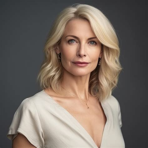 Premium Photo Beautiful Gorgeous S Mid Aged Mature Woman Looking At Camera Isolated On Gray