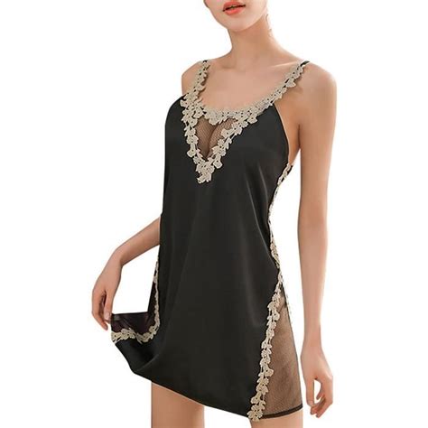 Nuisette Longue Nouvelles femmes Lingerie Sexy Dentelle Micro String Vêtements de nuit Sous