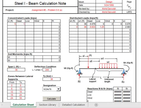 RCC Beam Calculation Sheet - Excel Sheets 
