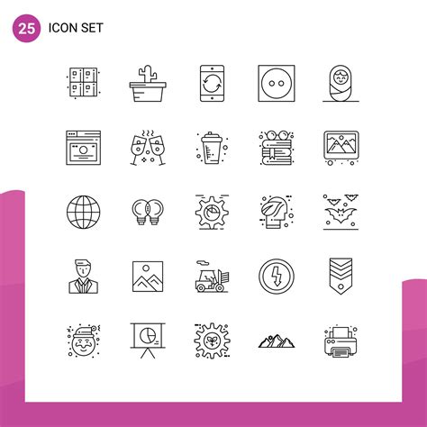Pictogram Set of 25 Simple Lines of boy tumble dry cellphone laundry