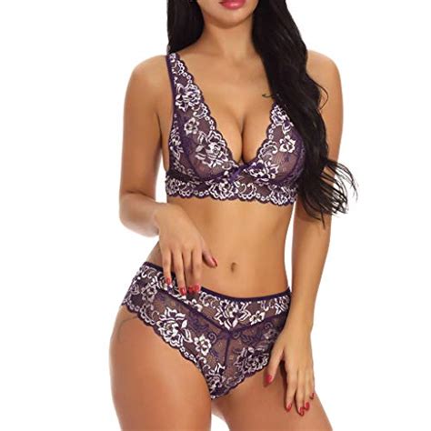 Forgetme Women Sexy Lingerie Push Up Padded Embroidered Lace Bra And Panty Set Lovely Embroidery