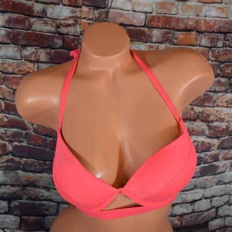 PINK Victoria S Secret Swim Victorias Secret D Swim The Hottie Halter Bikini Top Neon Pink