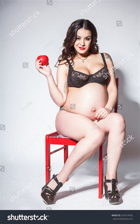 Sexy Pregnant Woman Lingerie Sitting On Stock Photo 247414435 Shutterstock