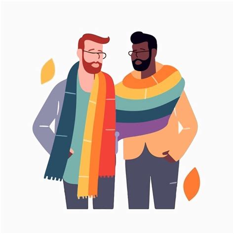 Um retrato de um casal gay uma bandeira do arco íris o conceito de lgbtq ilustração de um