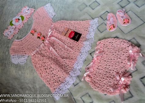Sandra Roque Artesanatos Vestidinho Rosa Nude Tamanho A Meses