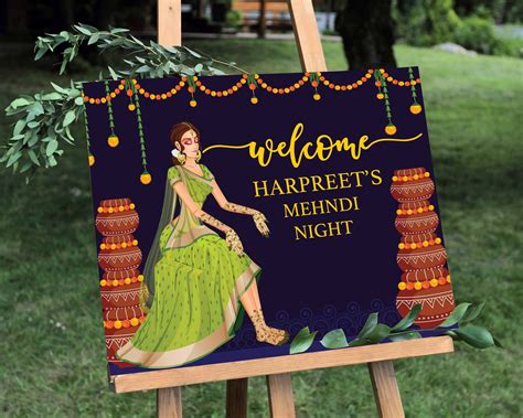 Mehndi Welcome Sign Henna Welcome Sign Mehndi Ceremony Mehndi