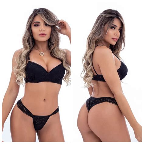 Conjunto B Sico Rendado Preto J Lingerie Vega Love