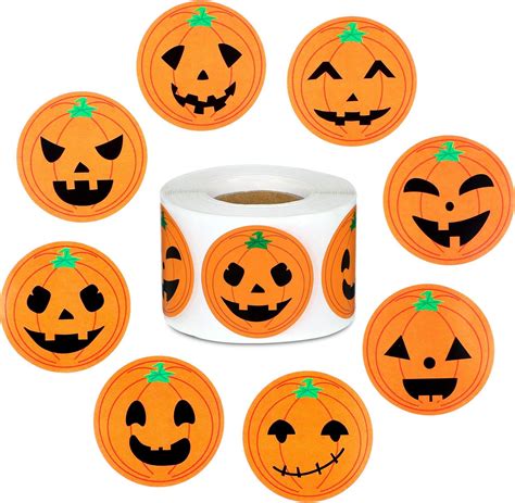 Amazon.com: Outus 500 Pieces Pumpkin Stickers Halloween Roll Stickers ...