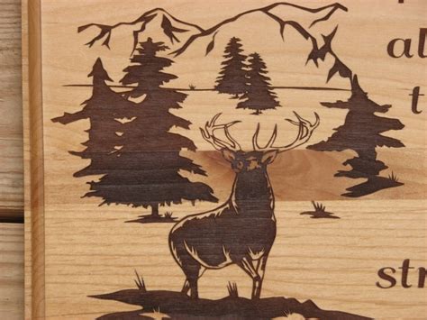 Laser Engraved Wood Plaque Elk Scene With By Timbercreekcountry