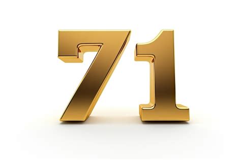 Premium Photo | Gold Number 71 Seventy One On White Background