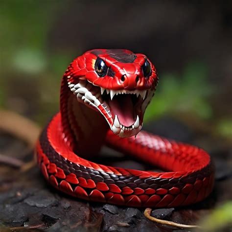Premium Photo Red Snake Baring Its Fangs By Ai