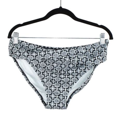 L L Bean Swim Nwot Ll Bean Black White Twist Waist Low Rise Bikini Bottom Swimwear Reg