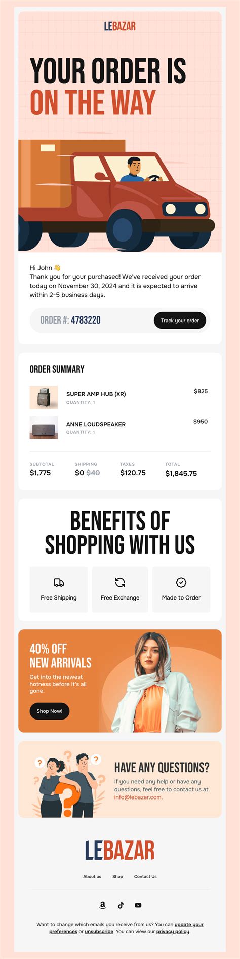 Free HTML Email Templates for Order Confirmation - Designmodo